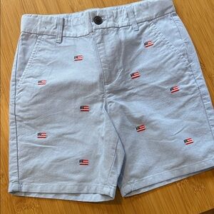 Janie and Jack Light Blue Shorts with Flag Embroidery